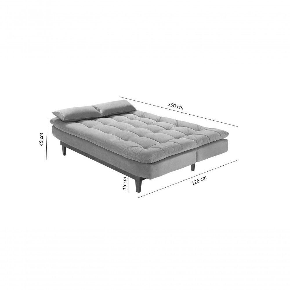 Sofá Cama Dubai 3 Lugares Império Reclinável Casal Pés Madeira Linho Grafite 199 - 6