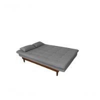 Sofá Cama Dubai 3 Lugares Império Reclinável Casal Pés Madeira Linho Grafite 199 - 3