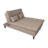 Sofá Cama Berlim 3 Lugares Império Reclinável Casal Pés Madeira Com Banqueta Linho Bege 201 - 6