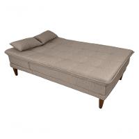 Sofá Cama Berlim 3 Lugares Império Reclinável Casal Pés Madeira Com Banqueta Linho Bege 201 - 10