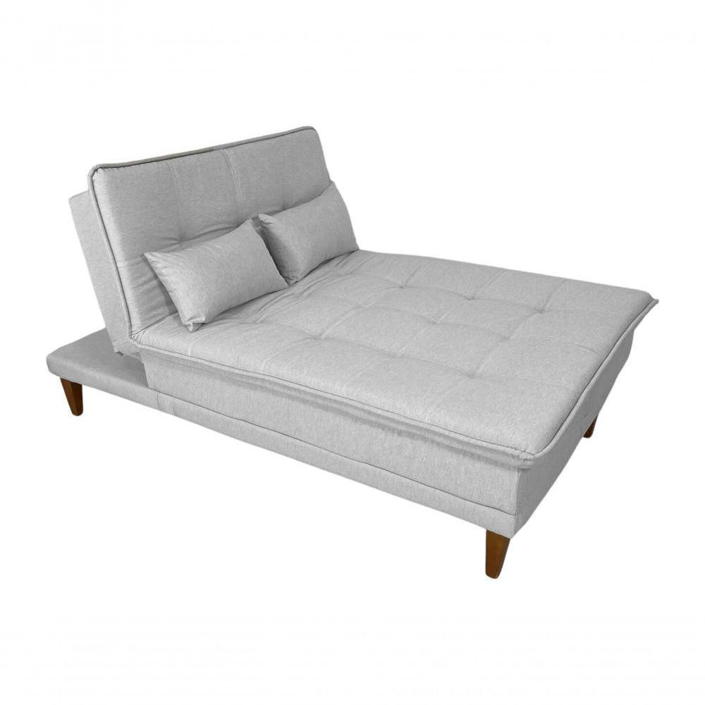 Sofá Cama Berlim 3 Lugares Império Reclinável Casal Pés Madeira Com Banqueta Linho Gelo 185 - 7