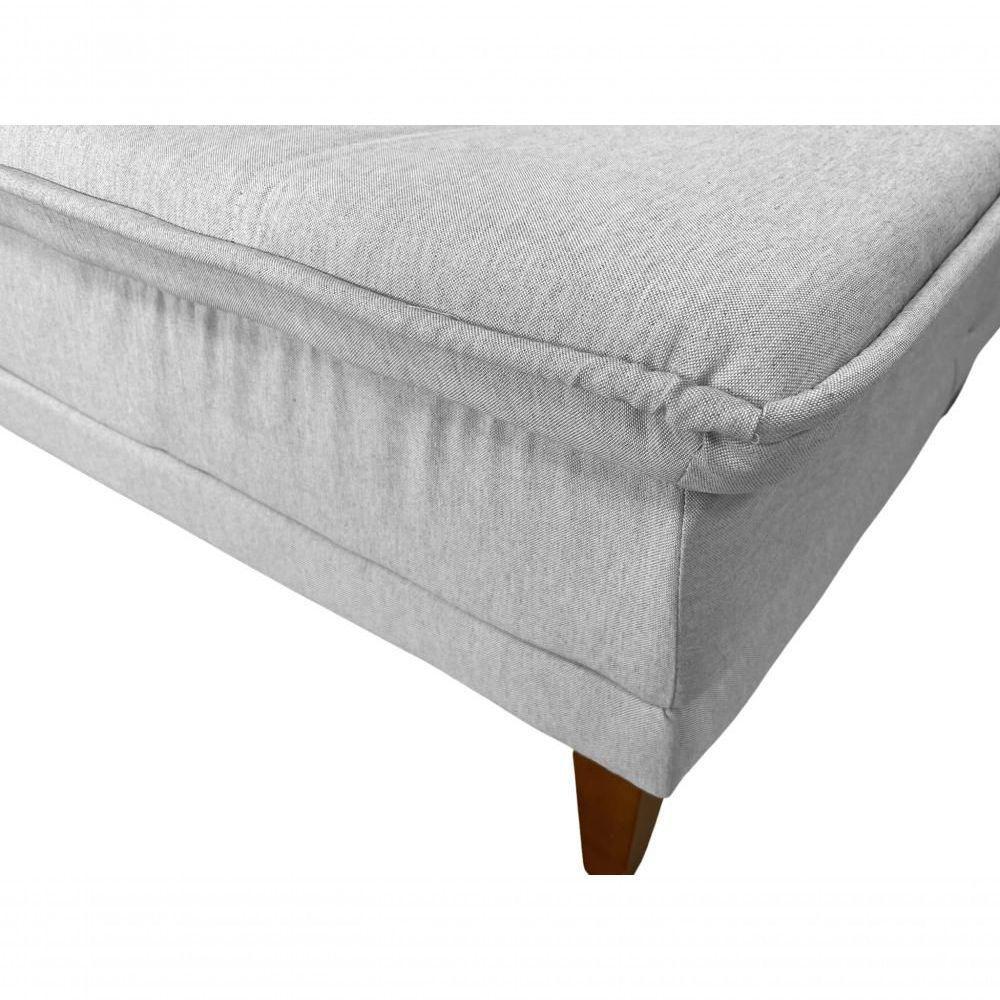Sofá Cama Berlim 3 Lugares Império Reclinável Casal Pés Madeira Com Banqueta Linho Gelo 185 - 10
