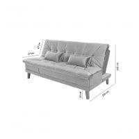 Sofá Cama Berlim 3 Lugares Império Reclinável Casal Pés Madeira Com Banqueta Linho Gelo 185 - 6