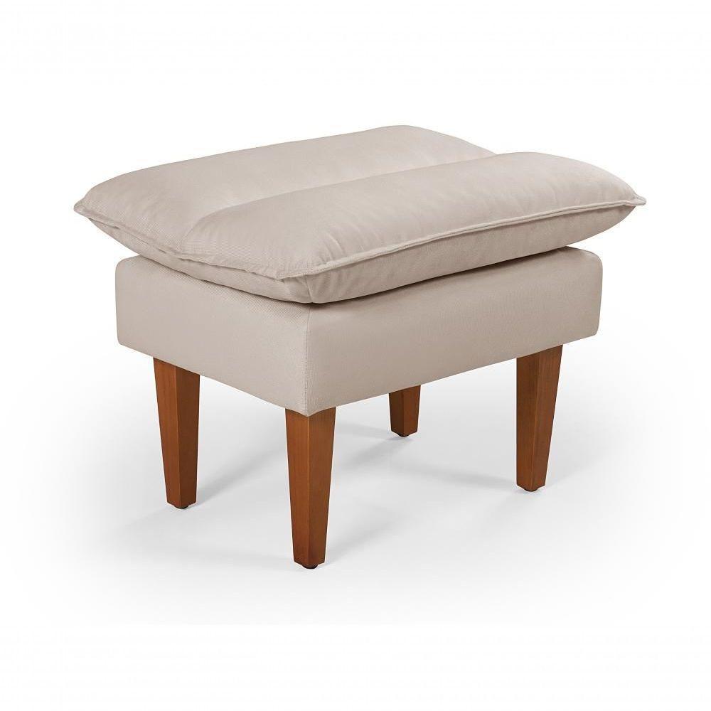 Sofá Cama Andorra 3 Lugares Império Reclinável Casal Pés Madeira Com Banqueta Suede Areia 376 - 9