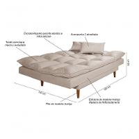 Sofá Cama Andorra 3 Lugares Império Reclinável Casal Pés Madeira Com Banqueta Suede Areia 376 - 10
