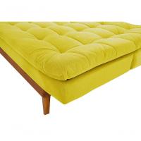 Sofá Cama Dubai 3 Lugares Império Reclinável Casal Pés Madeira Amarelo 374 - 3