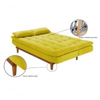 Sofá Cama Dubai 3 Lugares Império Reclinável Casal Pés Madeira Amarelo 374