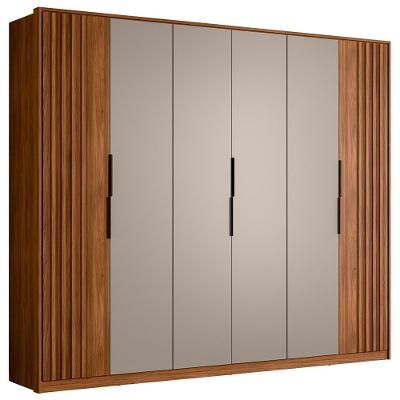 Guarda Roupa Casal D66210K 6 Portas Bater 6 Gavetas Nogueira Nude MDP