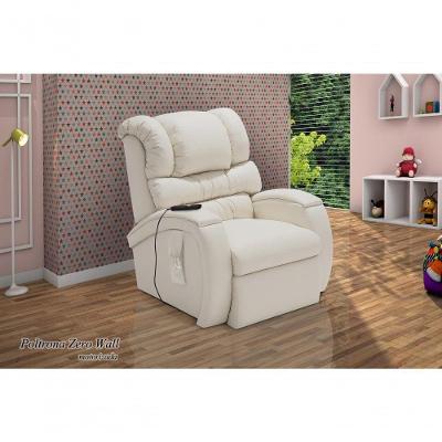 Poltrona Reclinável Imperial Motorizada Corino Branco Império Estofados