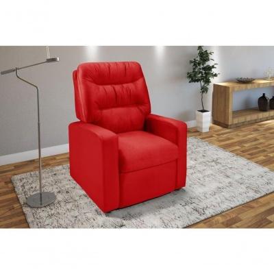 Poltrona Reclinável Paris Papai Mamãe Amamentação Suede Vermelho 373