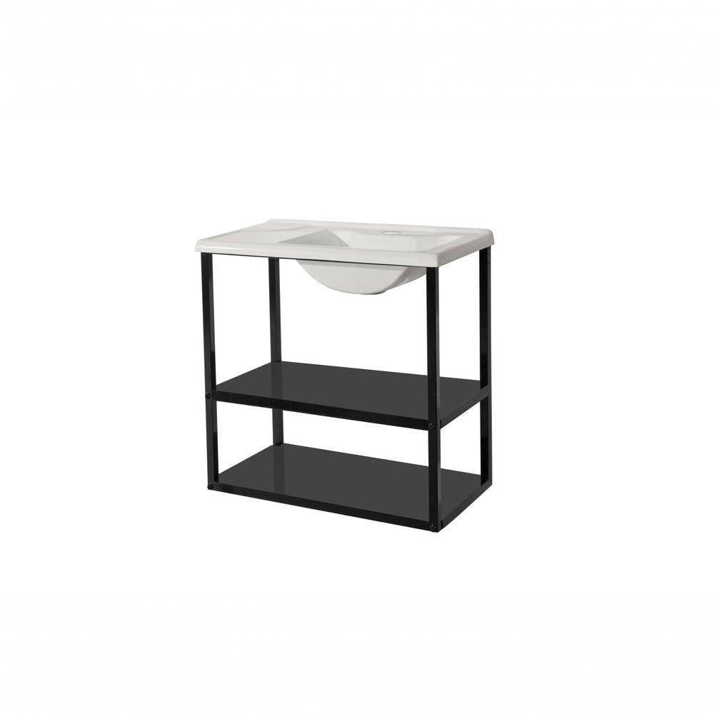 Gabinete Suspenso Em Aço Bombinhas Para Banheiro Estilo Industrial Com Cuba - 1