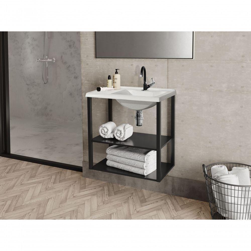 Gabinete Suspenso Em Aço Bombinhas Para Banheiro Estilo Industrial Com Cuba - 4