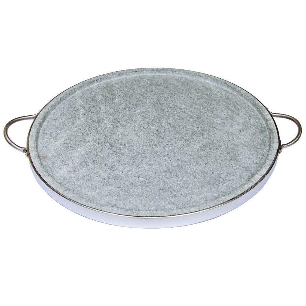 Forma De Pedra Sabão Para Pizza Com Alças De Inox 37 Cm - 1
