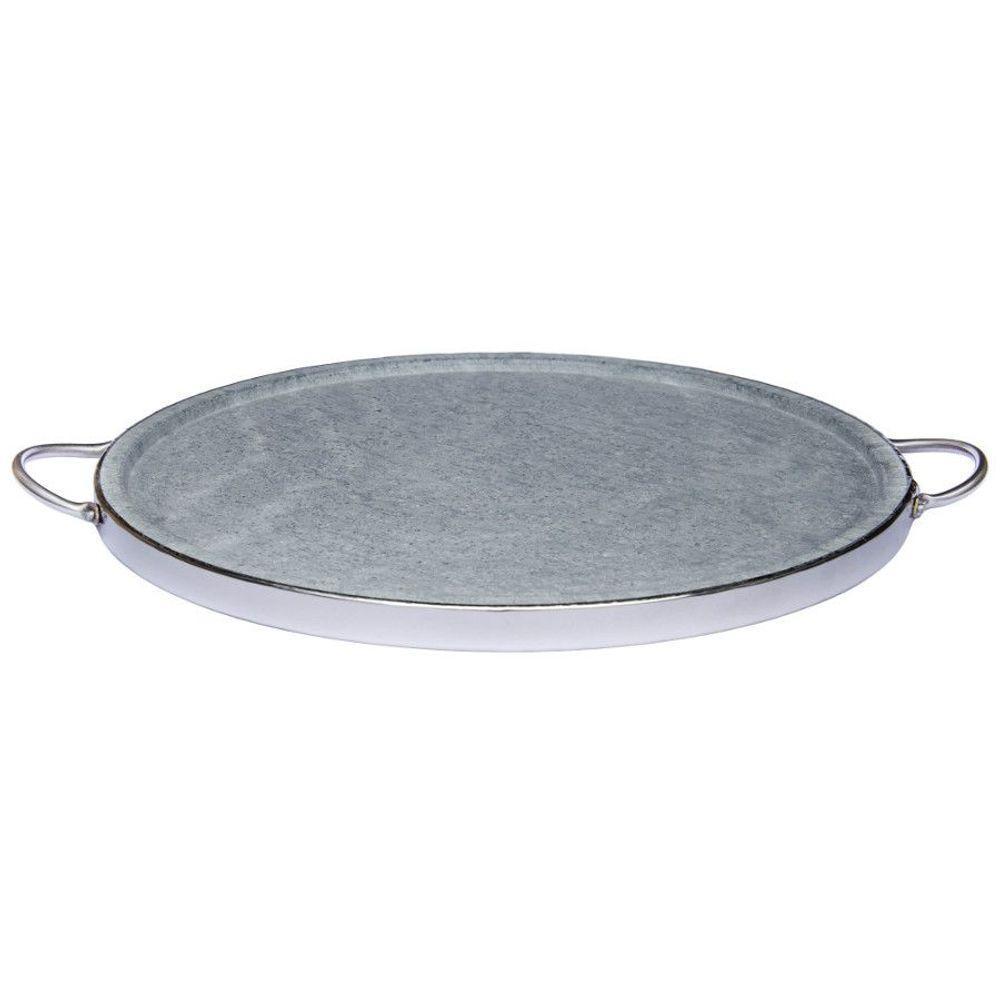 Forma De Pedra Sabão Para Pizza Com Alças De Inox 37 Cm - 4