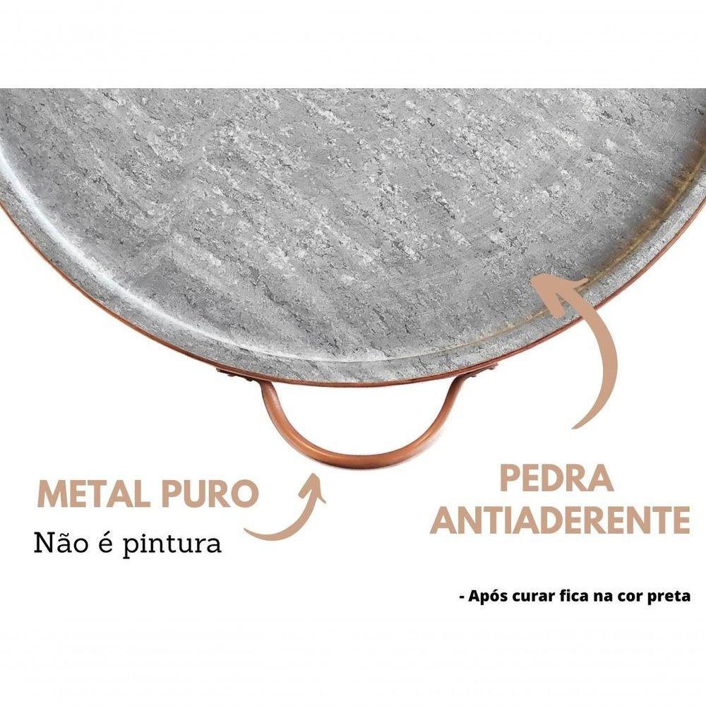 Forma De Pedra Sabão Para Pizza 32 Cm Alças De Cobre - 2