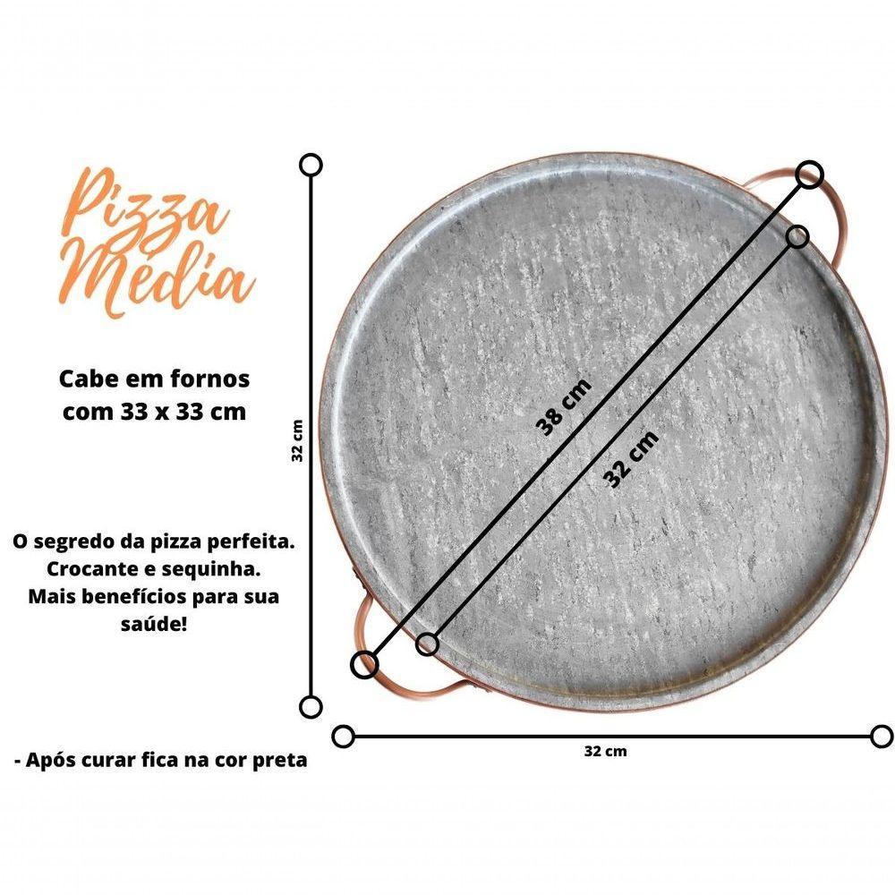 Forma De Pedra Sabão Para Pizza 32 Cm Alças De Cobre - 4