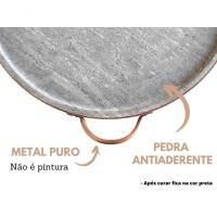 Forma De Pedra Sabão Para Pizza 32 Cm Alças De Cobre - 2