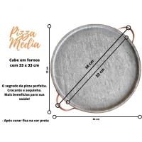 Forma De Pedra Sabão Para Pizza 32 Cm Alças De Cobre