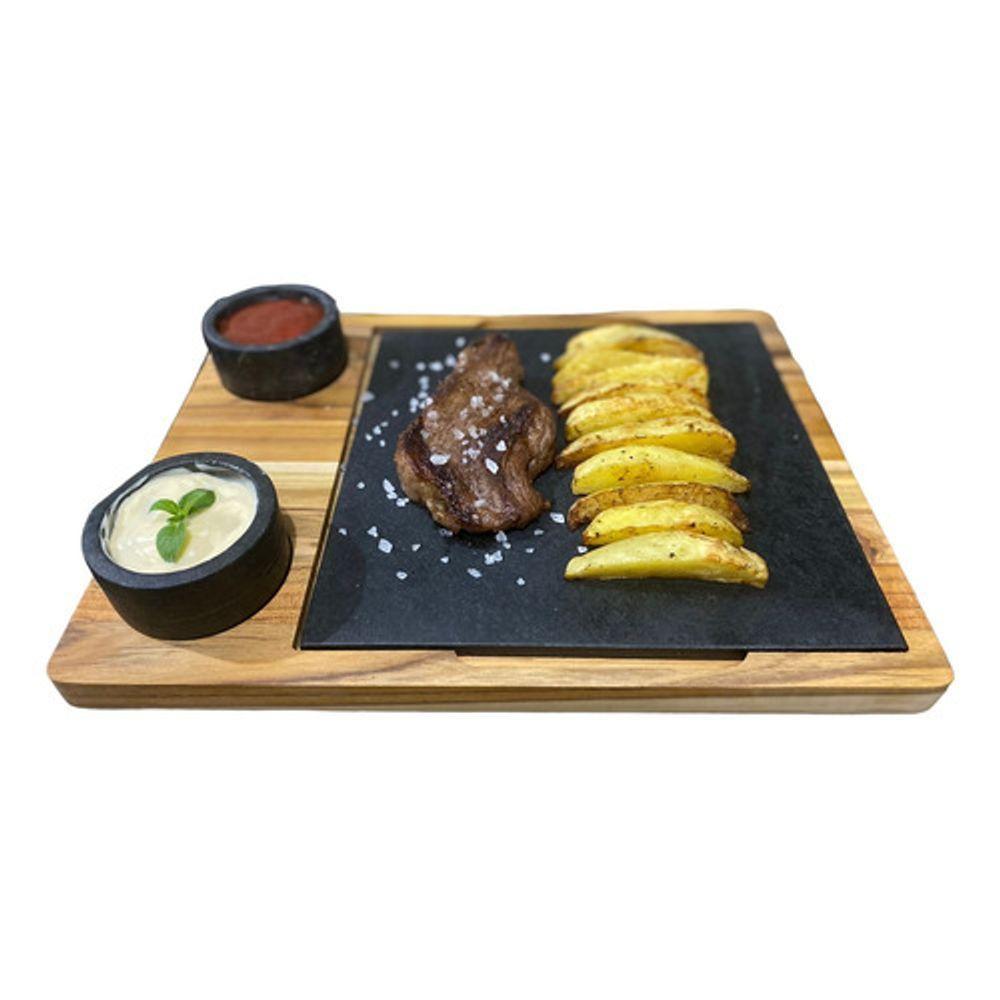 Tábua Quadrada E Duas Cumbucas Com Suporte De Madeira 25x25cm - 3