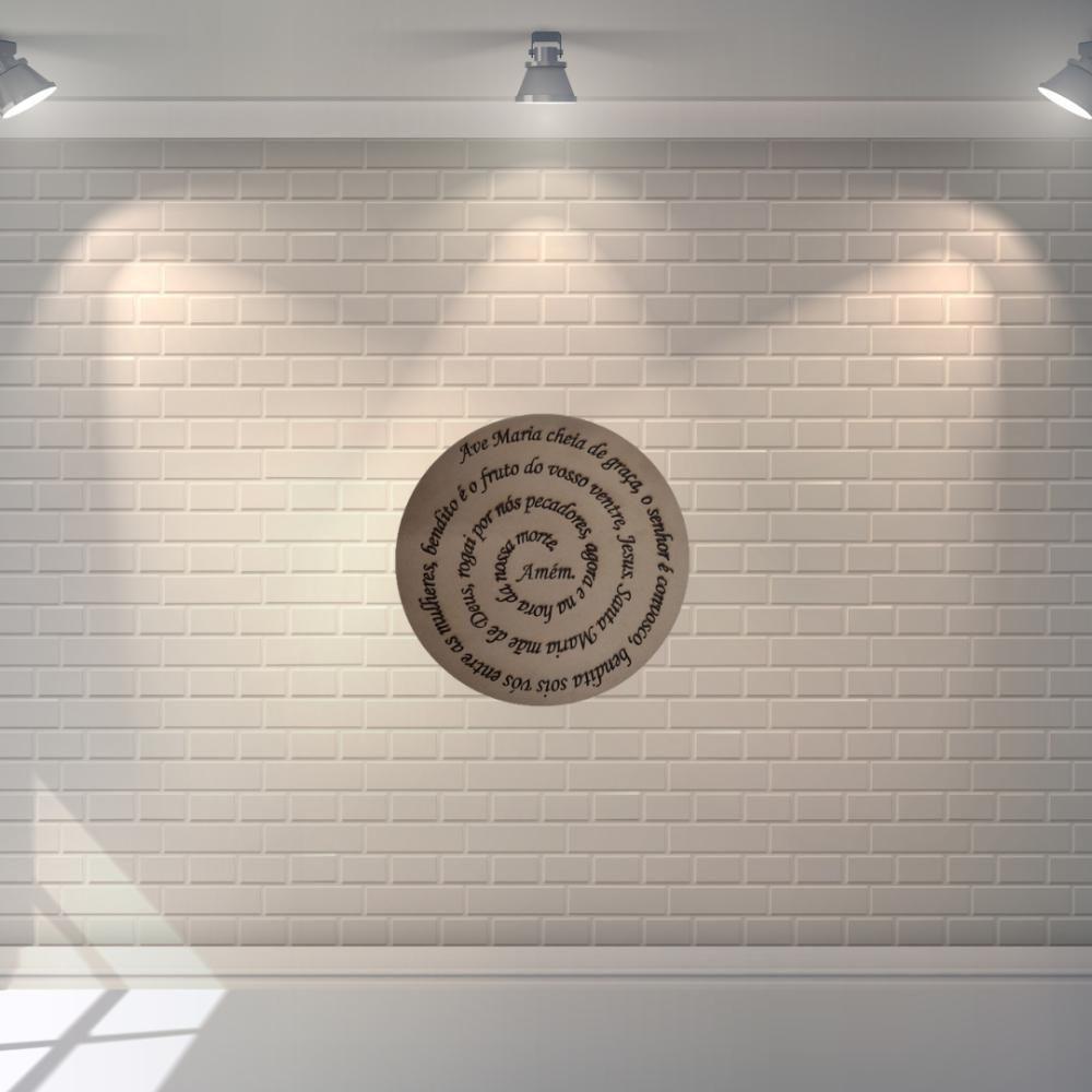 Oração Ave Maria Mandala 30 Cm Gravado Mdf 3mm Natural [f031] - 2
