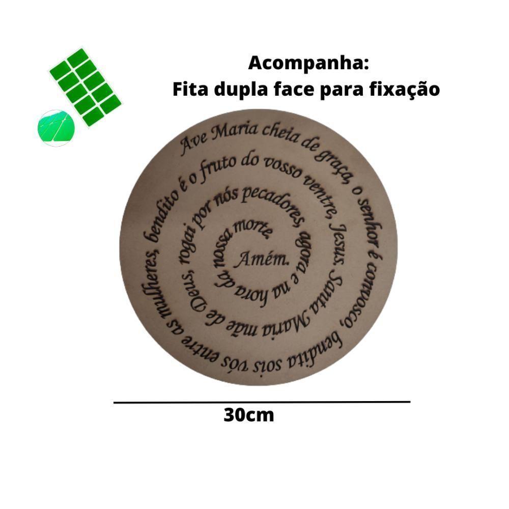 Oração Ave Maria Mandala 30 Cm Gravado Mdf 3mm Natural [f031] - 3