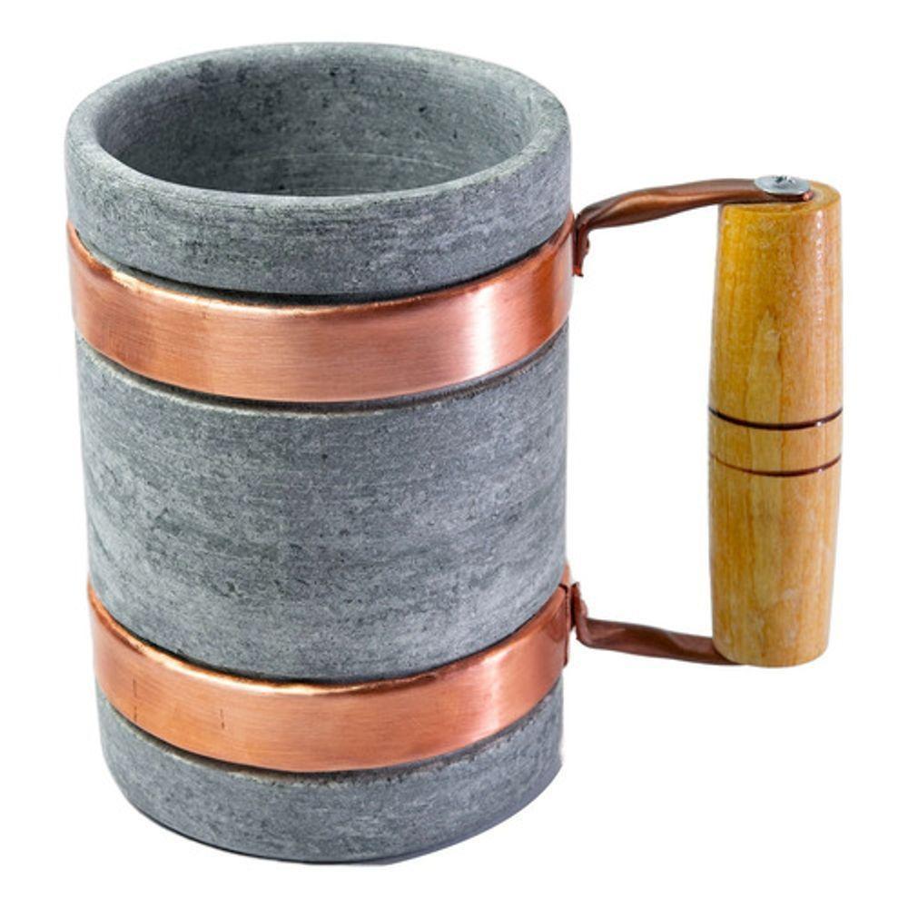 Kit 2 Canecas Alça De Cobre Pedra Sabão 350 Ml - 2