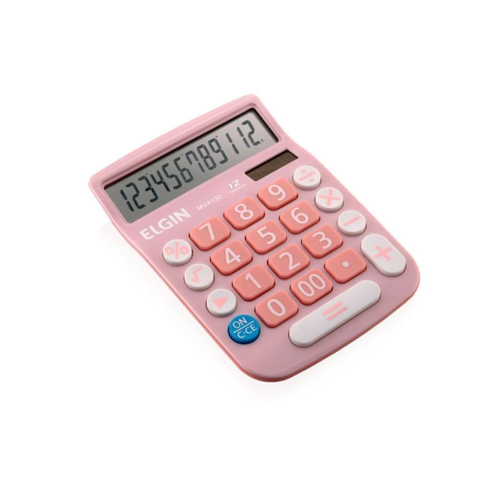 Calculadora De Mesa 12 Digitos Cor Rosa Mv-4130 Elgin [f108] - 1