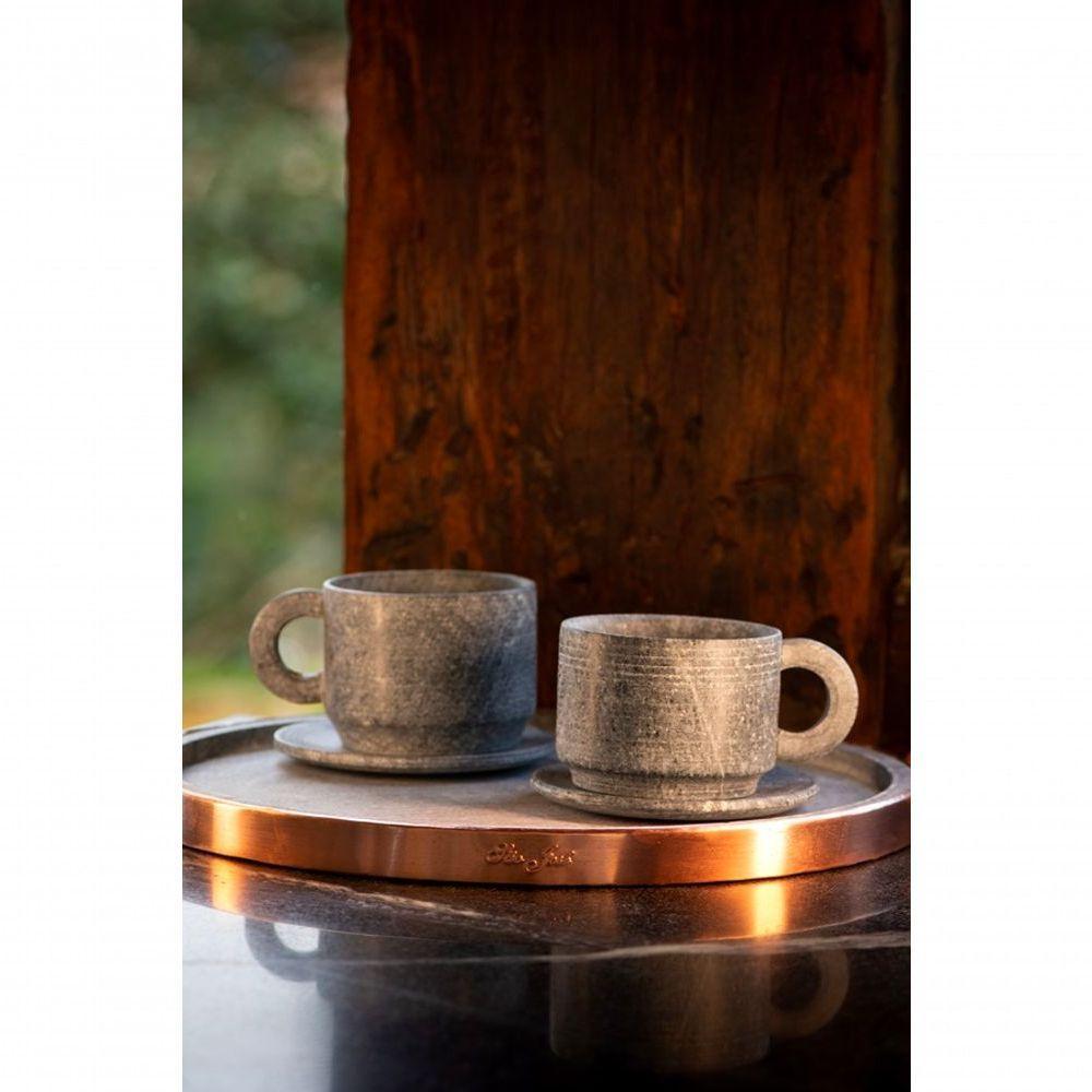 Kit 4 Xícaras De Pedra Sabão De Chá 200 Ml Com Pires - 1