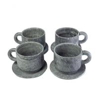 Kit 4 Xícaras De Pedra Sabão De Chá 200 Ml Com Pires