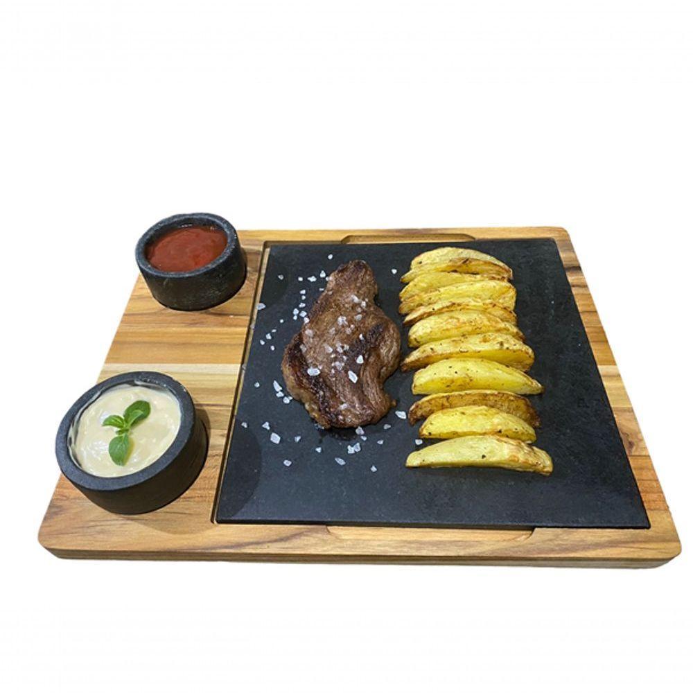 Tábua Quadrada E Duas Cumbucas Com Suporte De Madeira 20x20cm - 3