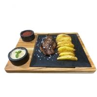 Tábua Quadrada E Duas Cumbucas Com Suporte De Madeira 20x20cm - 4