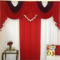 Cortina Niagara Para Varão Em Malha 3,00m X 2,60m Sala Quarto - Vermelha - 1