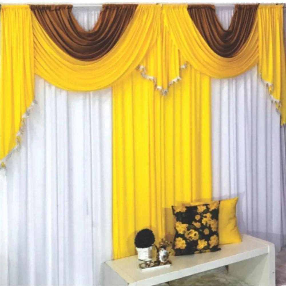 Cortina Niagara Para Varão Em Malha 3,00m X 2,60m Sala Quarto - Amarela - 1