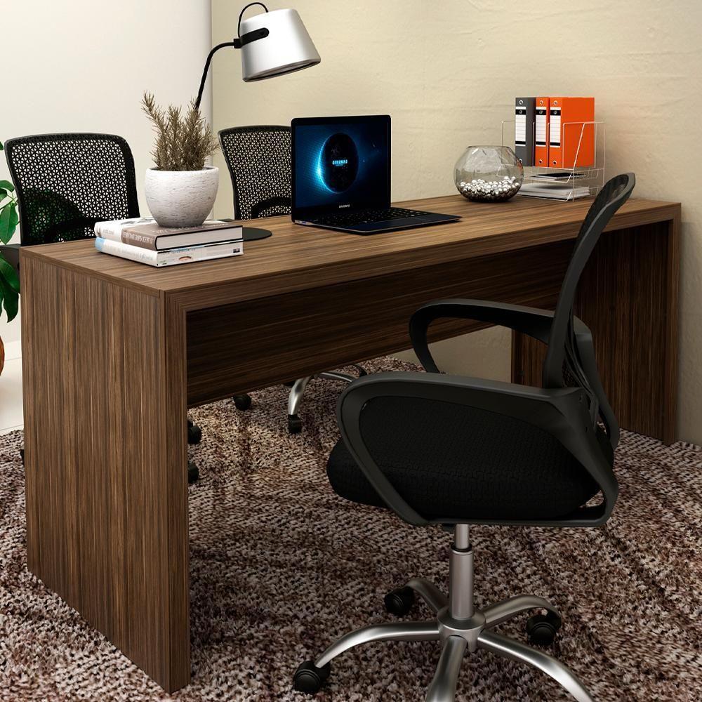 Escrivaninha Mesa Escritorio 180 Cm Me4185 Nogal Tecno Mobili Nogal - 5
