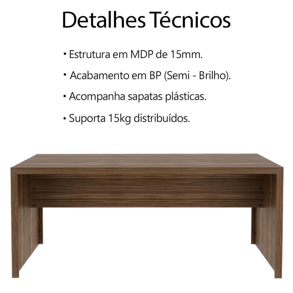 Escrivaninha Mesa Escritorio 180 Cm Me4185 Nogal Tecno Mobili Nogal - 7