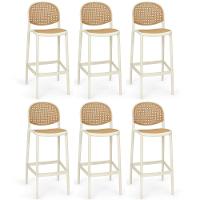 Kit 6 Banqueta Alta Com Encosto Roma Em Polipropileno - Nude - 1