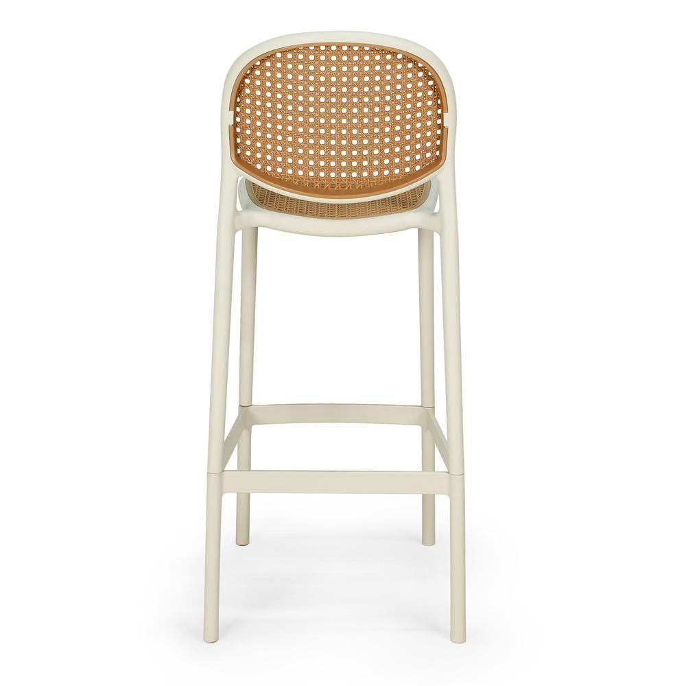 Kit 8 Banqueta Alta Com Encosto Roma Em Polipropileno - Nude - 2