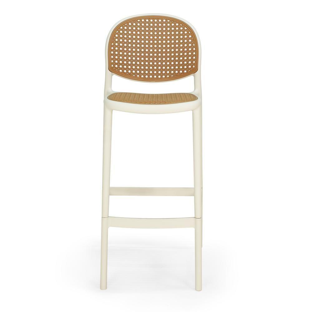 Kit 8 Banqueta Alta Com Encosto Roma Em Polipropileno - Nude - 3