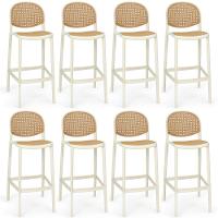 Kit 8 Banqueta Alta Com Encosto Roma Em Polipropileno - Nude - 1