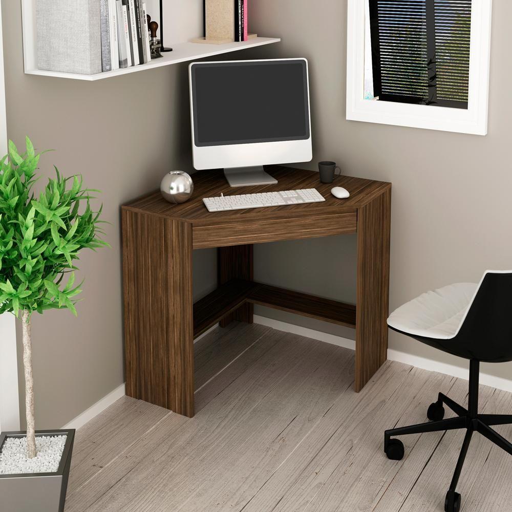 Escrivaninha Mesa Escritorio De Canto 76,5 Cm Me4169 Nogal Tecno Mobili Nogal - 3