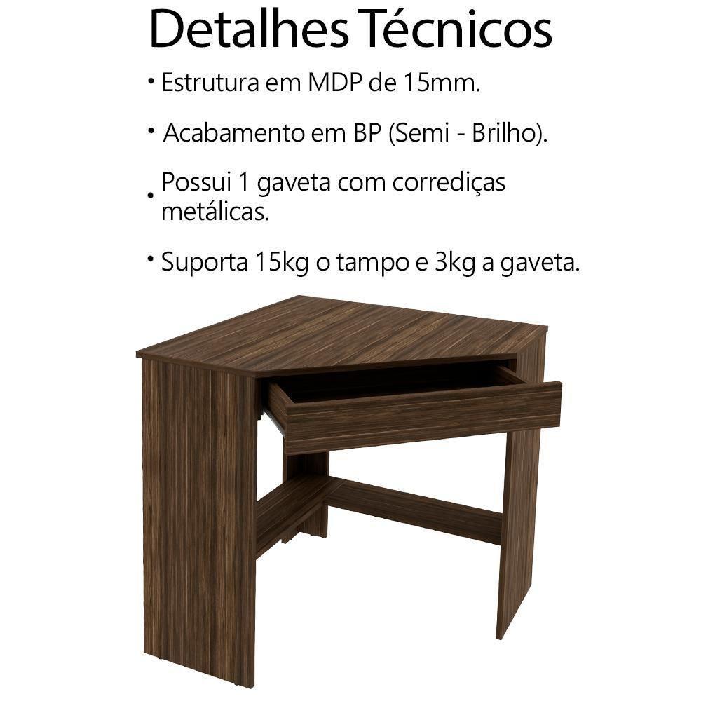 Escrivaninha Mesa Escritorio De Canto 76,5 Cm Me4169 Nogal Tecno Mobili Nogal - 5