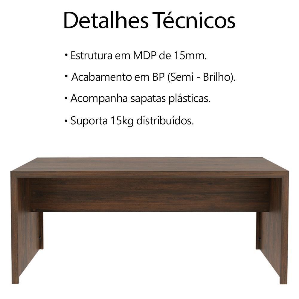 Escrivaninha Mesa Escritorio 180 Cm Me4185 Rustico Tecno Mobili Rustico - 5