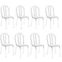 Kit 8 Cadeiras Lisboa Cromada Para Cozinha Ou área Gourmet-assento Sintético Branco - 1