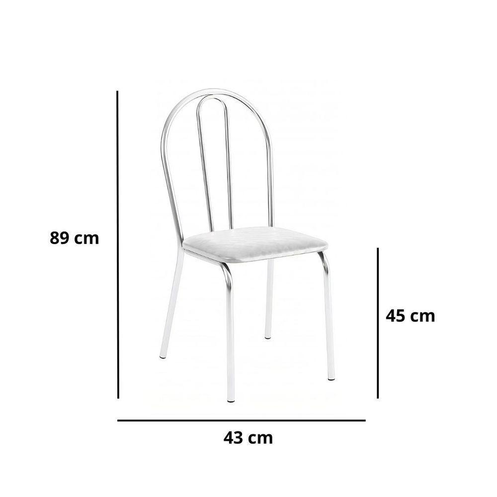 Kit 2 Cadeiras Lisboa Cromada Para Cozinha Ou área Gourmet-assento Sintético Branco - 2
