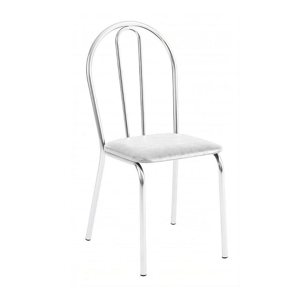 Cadeira Lisboa Cromada Para Cozinha Ou área Gourmet-assento Sintético Branco - 1