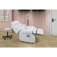 Poltrona Reclinável Barão Sobrancelha Corano Com Mocho E Assento De Elevação Branco 036 - 1