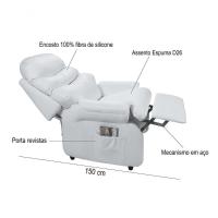 Poltrona Reclinável Barão Sobrancelha Corano Com Mocho E Assento De Elevação Branco 036 - 3