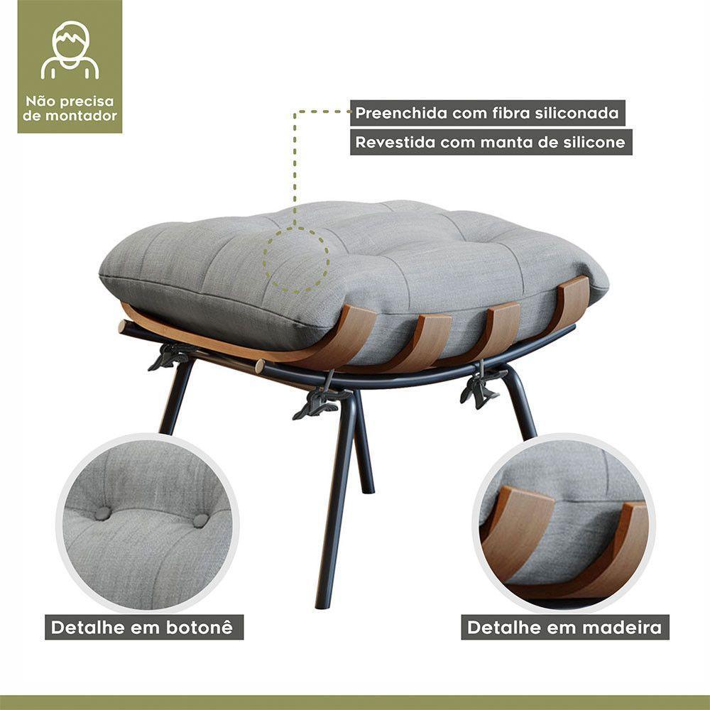 Poltrona E Puff M06 Estrutura Em Ferro Mais Decor Preto/cinza - 2