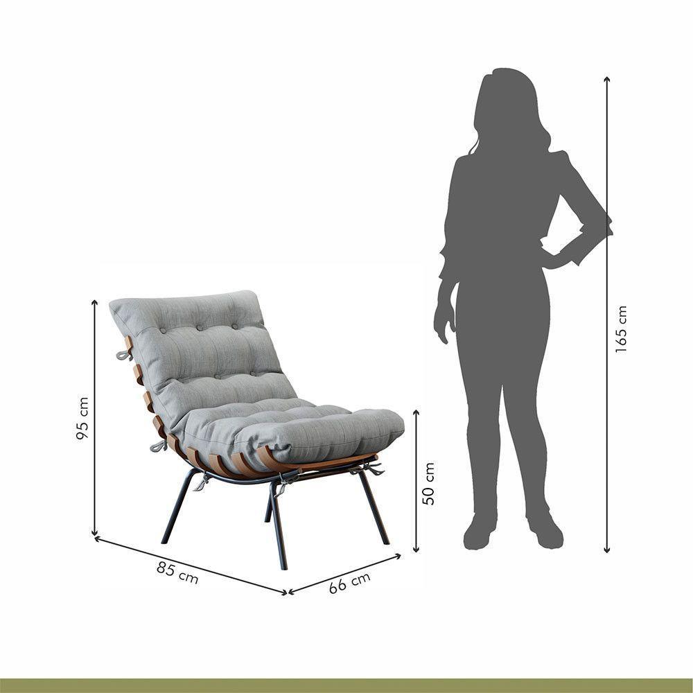 Poltrona E Puff M06 Estrutura Em Ferro Mais Decor Preto/cinza - 8