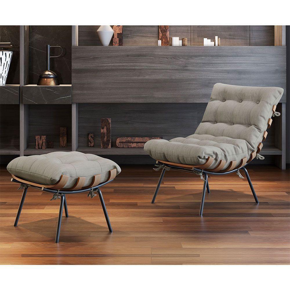 Poltrona E Puff M06 Estrutura Em Ferro Mais Decor Preto/areia - 1